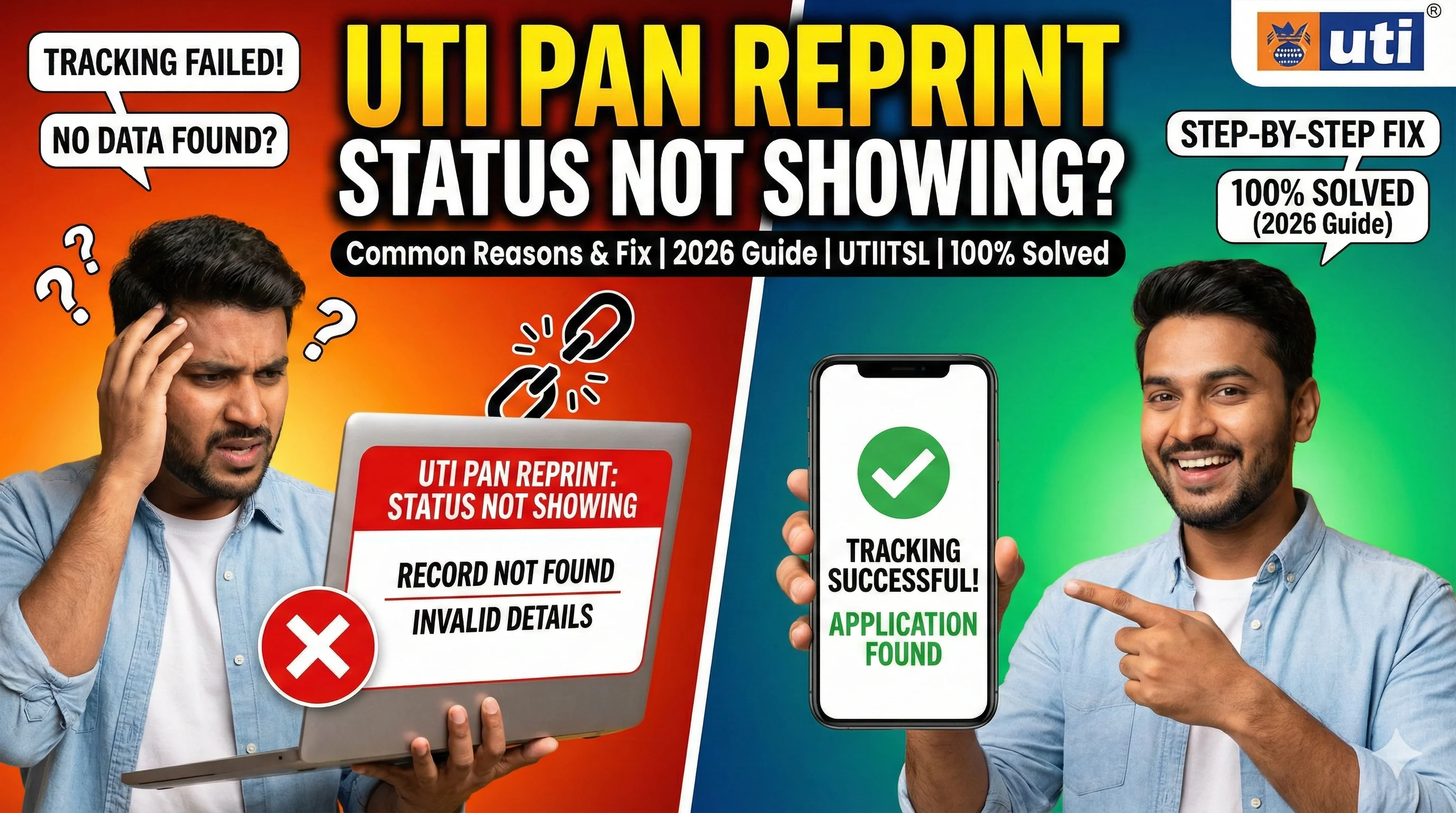UTI PAN reprint status not showing