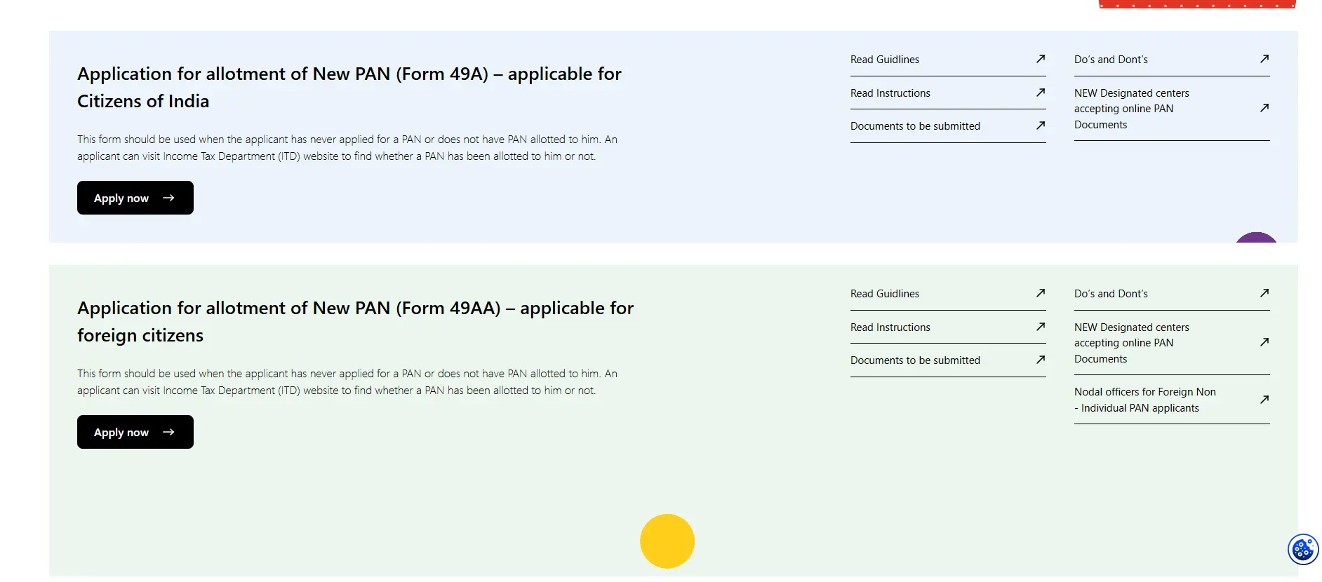 NSDL application type selection for Dadra and Nagar Haveli and Daman and Diu