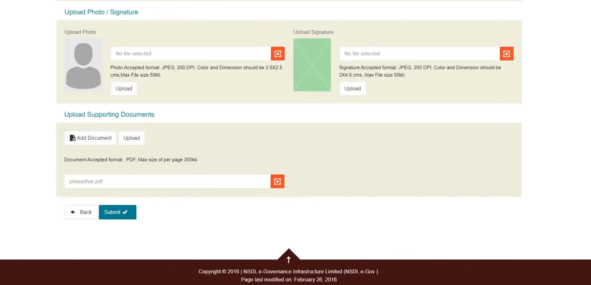 NSDL document upload for Dadra and Nagar Haveli and Daman and Diu
