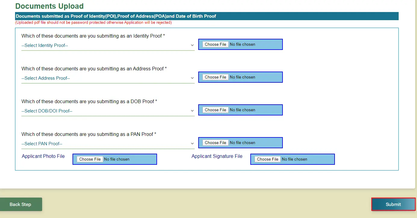 UTIITSL document upload for Andaman and Nicobar Islands