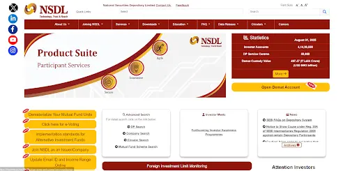 NSDL ePAN Download Portal homepage for Maharashtra users