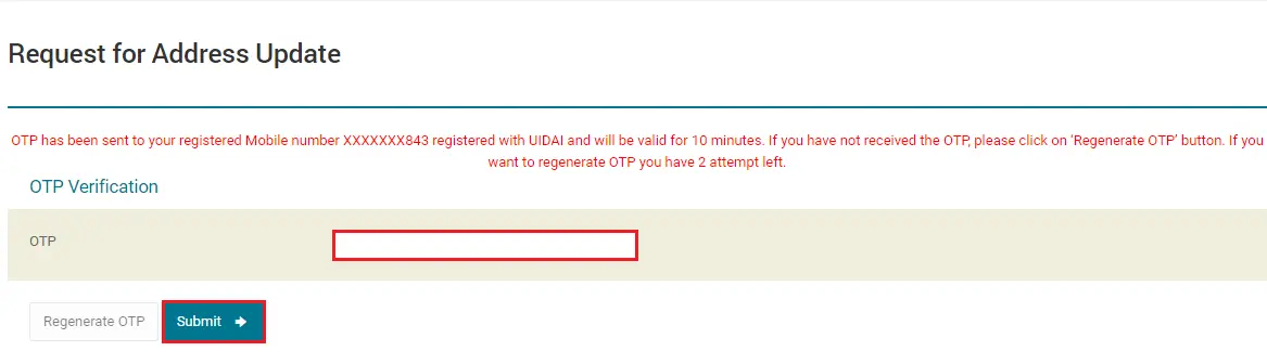 NSDL ePAN OTP authentication screen for mobile and email verification in Maharashtra