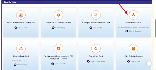 Select Download e-PAN option on UTIITSL portal for Maharashtra users